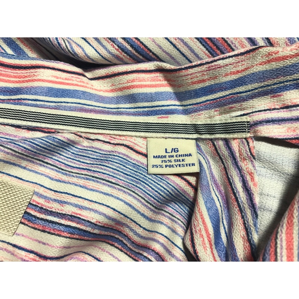 Tommy Bahama ISLAND ZONE Shirt Mens Large Silk Blend Striped - Picture 15 of 16